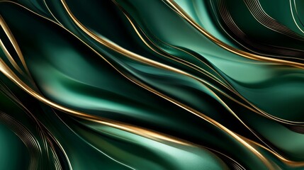 Emerald Green and Gold Abstract Design