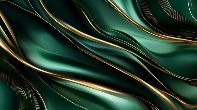 Emerald Green and Gold Abstract Design