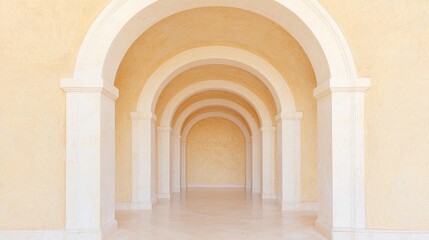 Arches, hallway, building, architecture, perspective, light, travel, design, background, interior