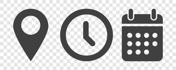 set of date place and time icons