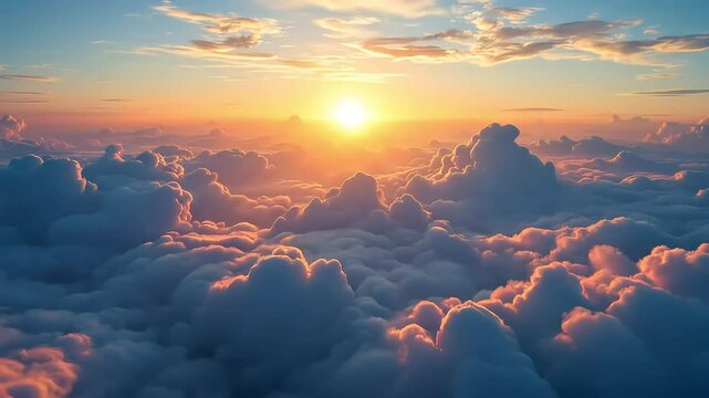 Stunning Sunset Above Cloudscape Aerial View