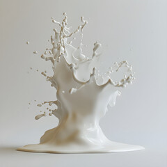 Dancing Splash of Creamy Milk in Motion Against a Pristine White Background Illustrating Freshness