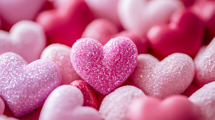 Obraz premium Sugary Pink Heart Candy Assortment in Dreamy Pastel Colors : Generative AI