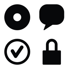 Simple Shapes Flat Icon Set Isolated On White Background