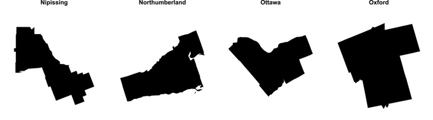 Nipissing, Northumberland, Ottawa, Oxford outline maps