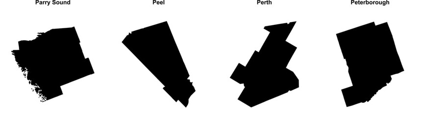 Parry Sound, Peel, Perth, Peterborough outline maps