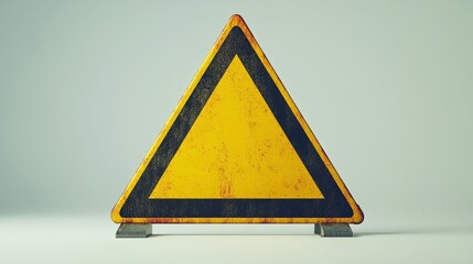A caution sign with a yellow triangle, displayed on a plain white background 