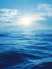 Obraz premium Majestic Ocean Horizon with Golden Sunrise and Blue Sky : Generative AI