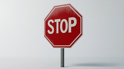 Obraz premium A stop sign isolated on a white background, clean and minimal 