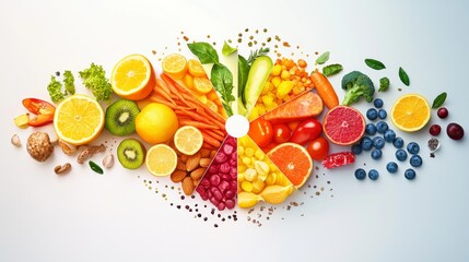 Vector nutrition wheel with key vitamins minerals soft gradients