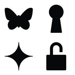 Simple Shapes Flat Icon Set Isolated On White Background