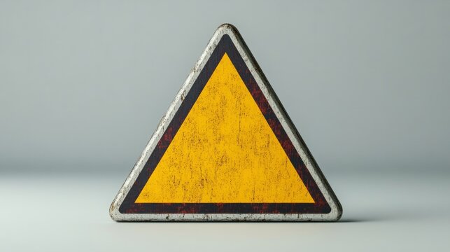 A caution sign with a yellow triangle, displayed on a plain white background 