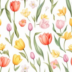 This is a Vibrant Tulip Floral Pattern featuring Soft Colors, perfect for creating Elegant Designs and artwork