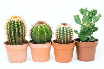Set of cacti, white background