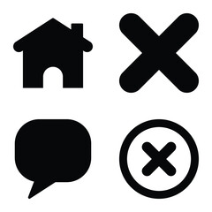 Simple Shapes Flat Icon Set Isolated On White Background