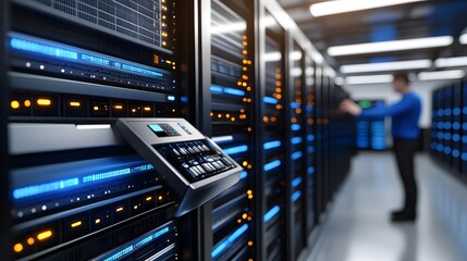 Naklejka premium modern data filled with server rows