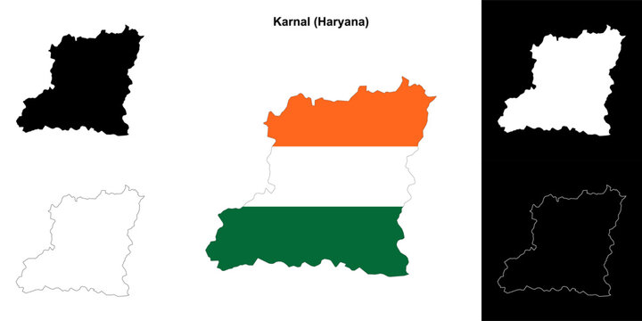 Karnal district (Haryana) outline map set