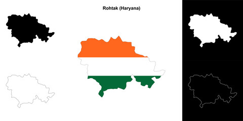 Rohtak district (Haryana) outline map set