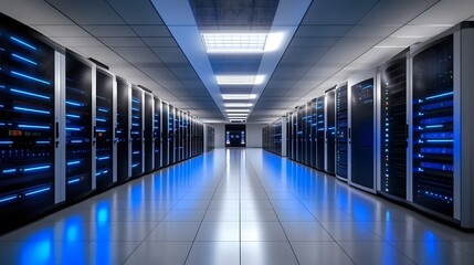 Fototapeta premium modern data filled with server rows