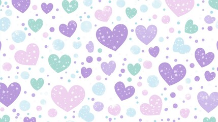 Pastel hearts and dots seamless romantic pattern. Valentine's Day Concept