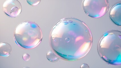 Iridescent Soap Bubbles on Transparent Background