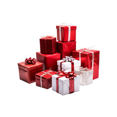 Obraz premium Red and white gift boxes holiday presents festive season