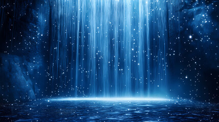 Celestial waterfalls waterfalls of liquid light descending into a star-studded pool, magical and ethereal ambiance. Stellar Cascade. Illustration