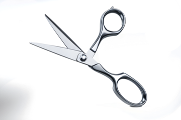 A 3D rendering of scissors isolated on white background PNG used for office work