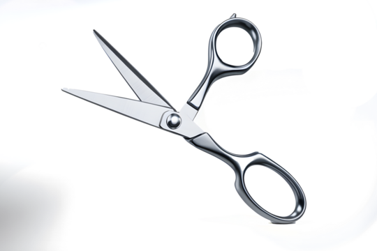 A 3D rendering of scissors isolated on white background PNG used for office work