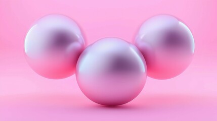 Three glossy spheres in shades of pale pink are arranged on a soft pink background, creating a modern and elegant look.