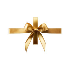 Fototapeta premium Gold ribbon bow on gift box present surprise celebration