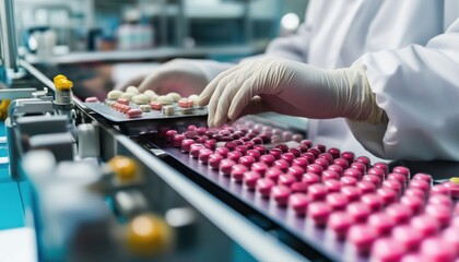 Laboratory Quality Control Workers Inspecting Pills In Pharmaceutical Lab, Ensuring The Quality Of Medical Pills In The Pharmaceutical Industry.