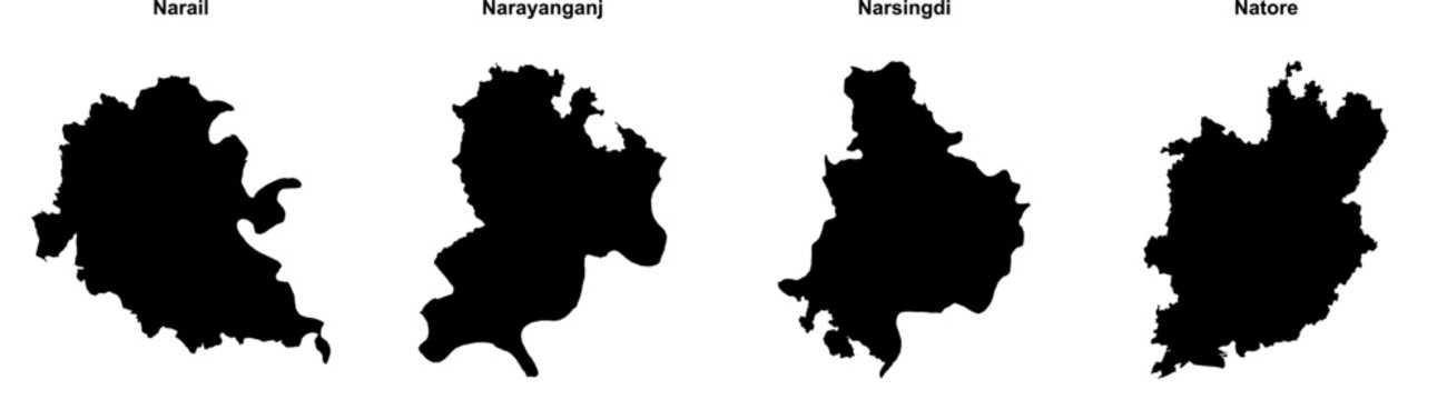 Narail, Narayanganj, Narsingdi, Natore outline maps