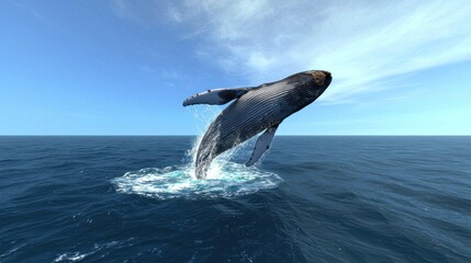 Whale breaching in the ocean