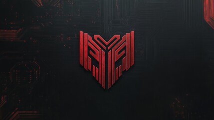 Abstract Geometric Logo Design with Red and Dark Background, Futuristic Technology and Innovation Concept, Symbolizing Growth, Success, and Digital Transformation in Modern Corporate Branding