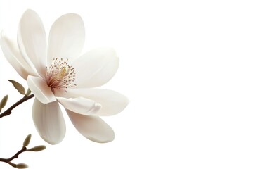 White magnolia blossom, branch, spring, studio, isolated, background, design, floral, greeting