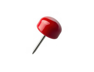 Red push pin isolated on transparent background 