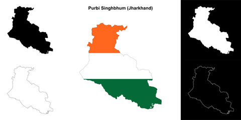 Purbi Singhbhum district (Jharkhand) outline map set