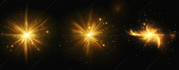 Fototapeta premium Radiant and stunning Golden Starburst Effects accompanied by a beautiful Sparkling Glow for various Creative Projects