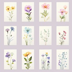 wildflowers illustration in watercolo