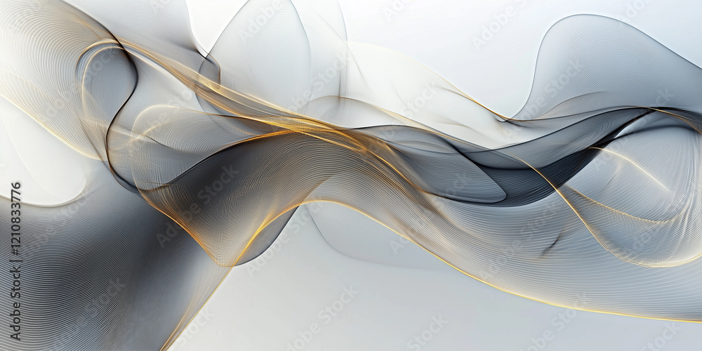 Canvas Prints abstract wavy surface with golden lines. futuristic background