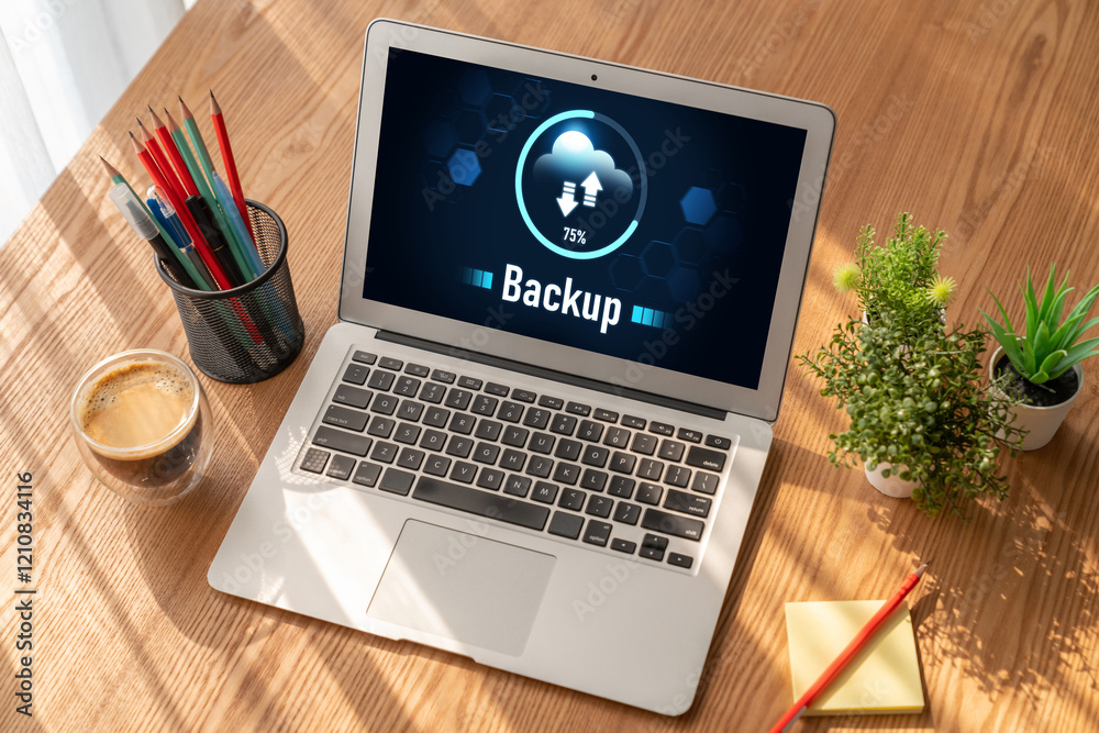 Poster backup storage data internet technology business concept. database storage cloud technology file dat