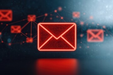 Naklejka premium A striking neon envelope icon symbolizing digital communication and email. It's perfect for modern tech-related content.