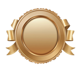 Gold award seal with ribbon