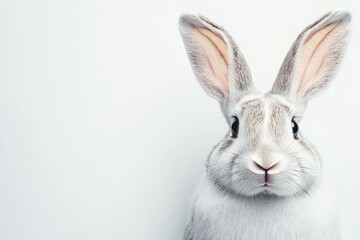 Fototapeta premium Rabbit with its ears up and looking at the camera