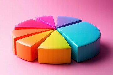 Obraz premium colorful pie chart displayed against a soft pastel background representing data visualization in a modern and engaging style effectively conveying information in a visually appealing manner