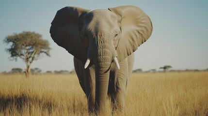 Obraz premium サバンナ-ゾウ