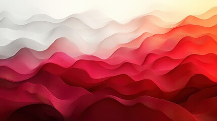 Abstract waves in red and white create a dynamic visual flow.