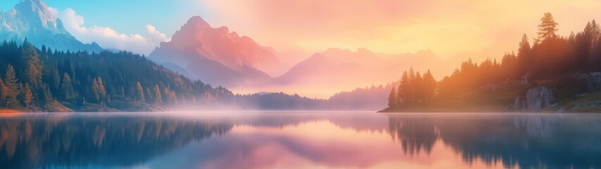 Fototapeta premium Colorful summer view of Fusine lake. Bright morning scene of Julian Alps with Mangart peak on background, Province of Udine, Italy, Europe. Traveling concept background