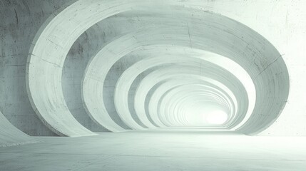 Obraz premium Abstract concrete tunnel, light at end, architectural design, background for technology